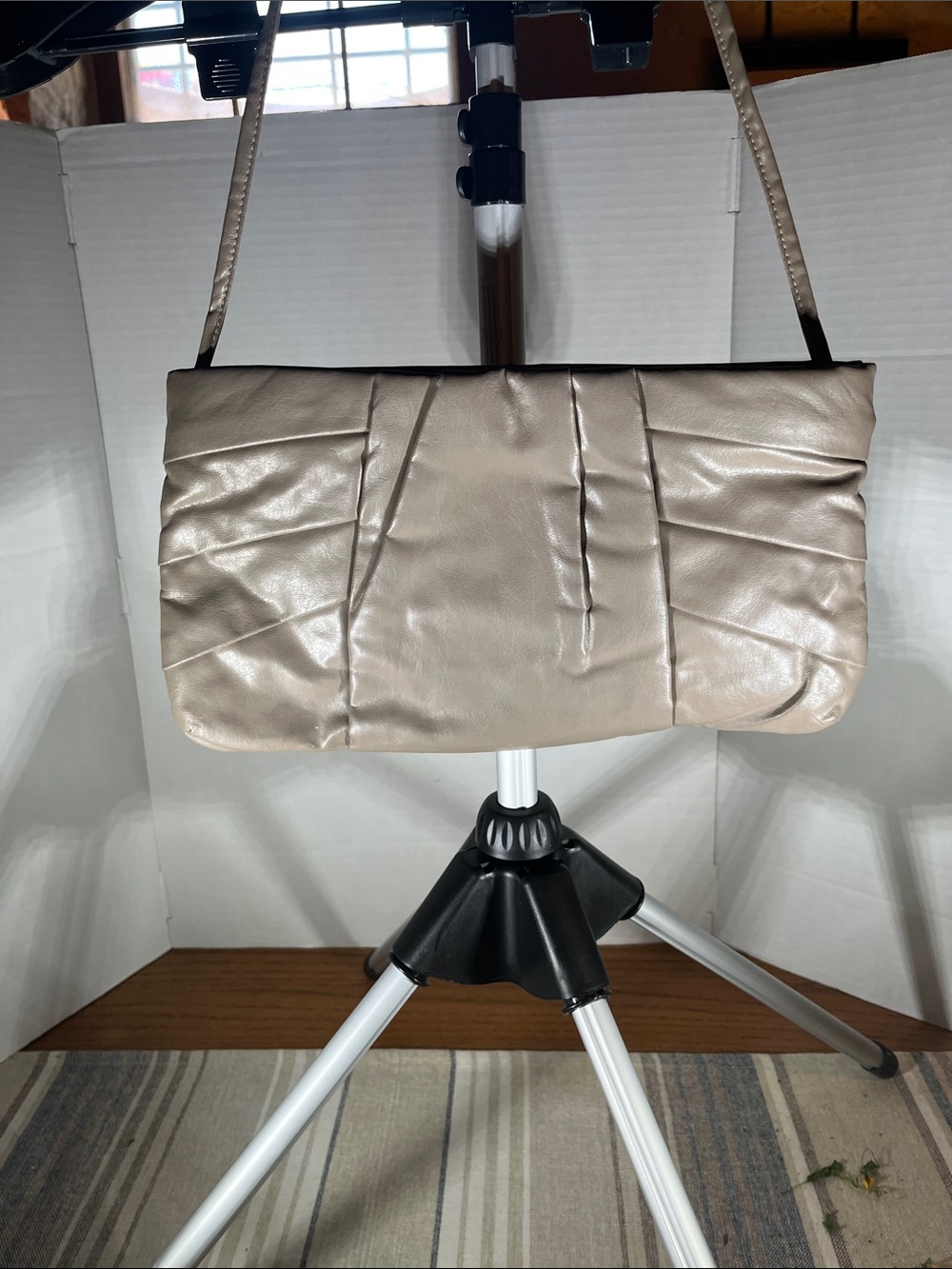 Soft Pleated Crossbody Bag in Taupe